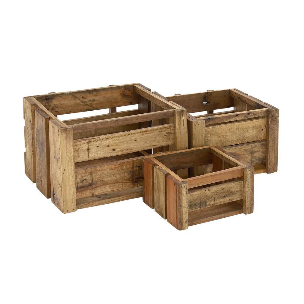 Litton Lane Wood Handmade Storage Basket with Handles (Set of 3) 45260