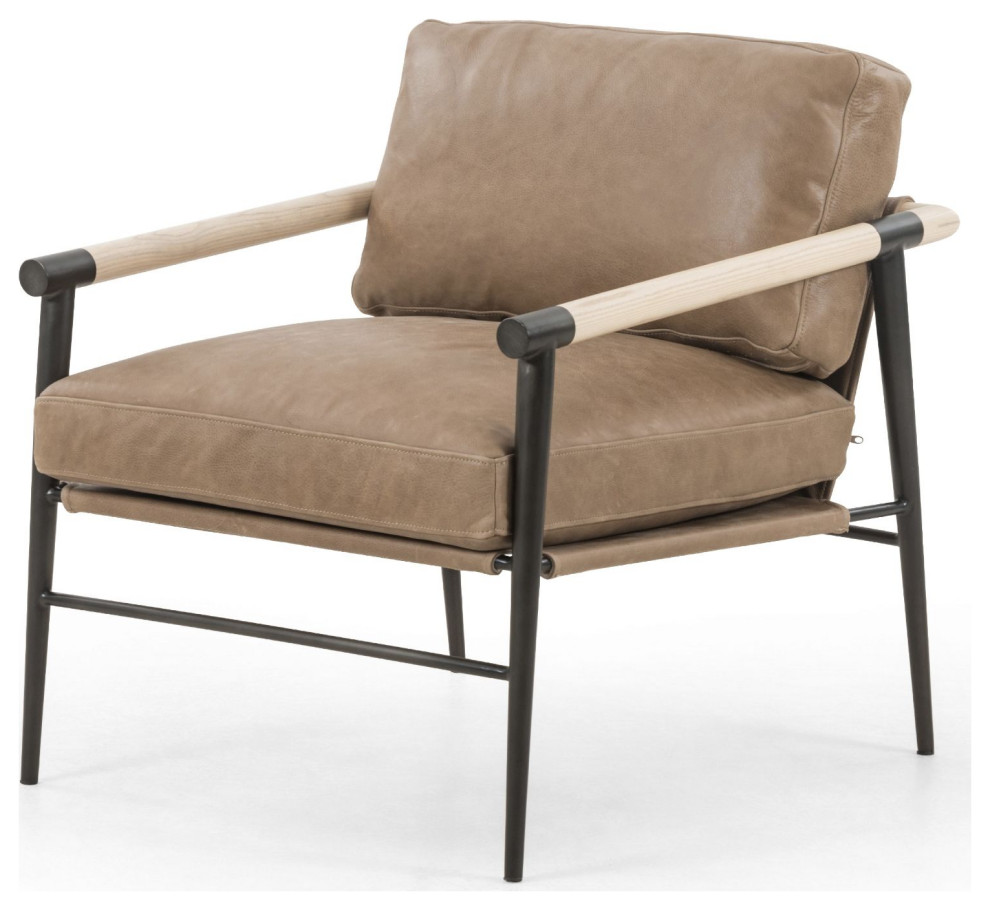 Rowen Palermo Drift Leather Chair   Midcentury   Armchairs And Accent Chairs   by Four Hands  Houzz