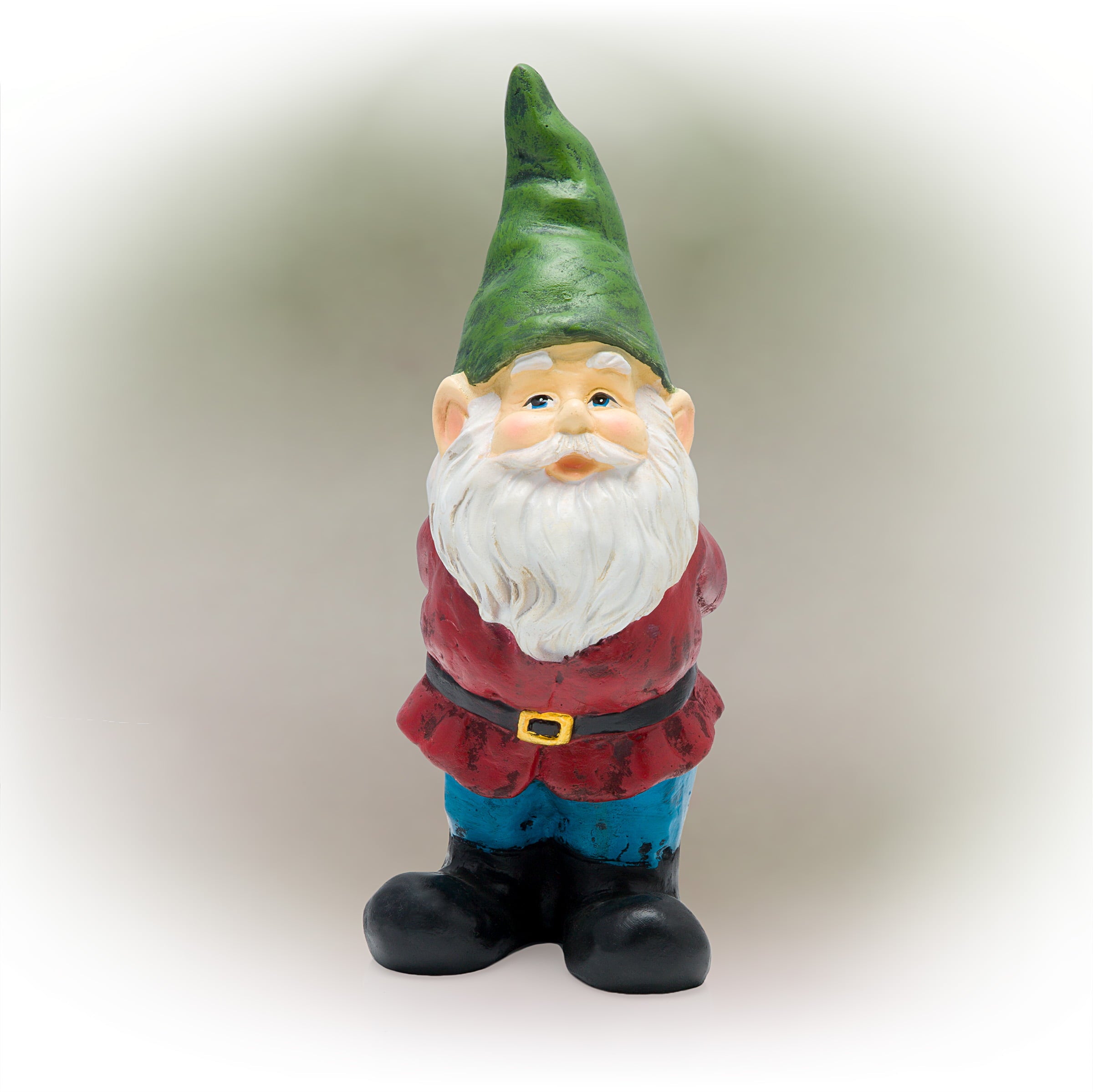 Alpine Corporation 12-Inch Bearded Garden Gnome Statue with Green Hat