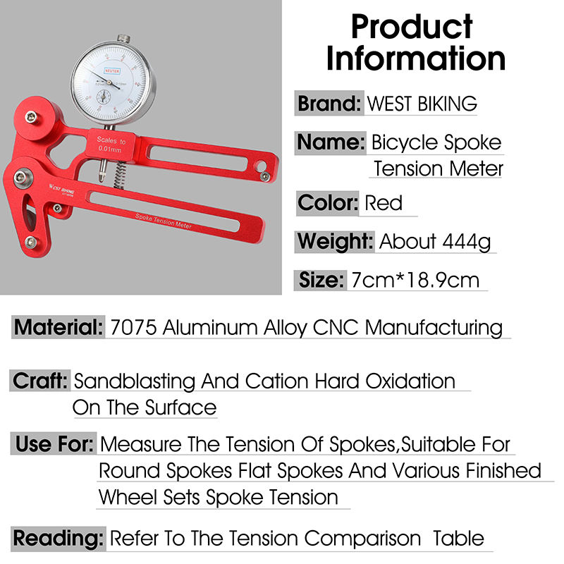 WEST BIKING Cycling Spoke Tension Meter Bracket 251   305mm Accessories Tool Bike Set Cycling Waterproof Spoke Tension Meter