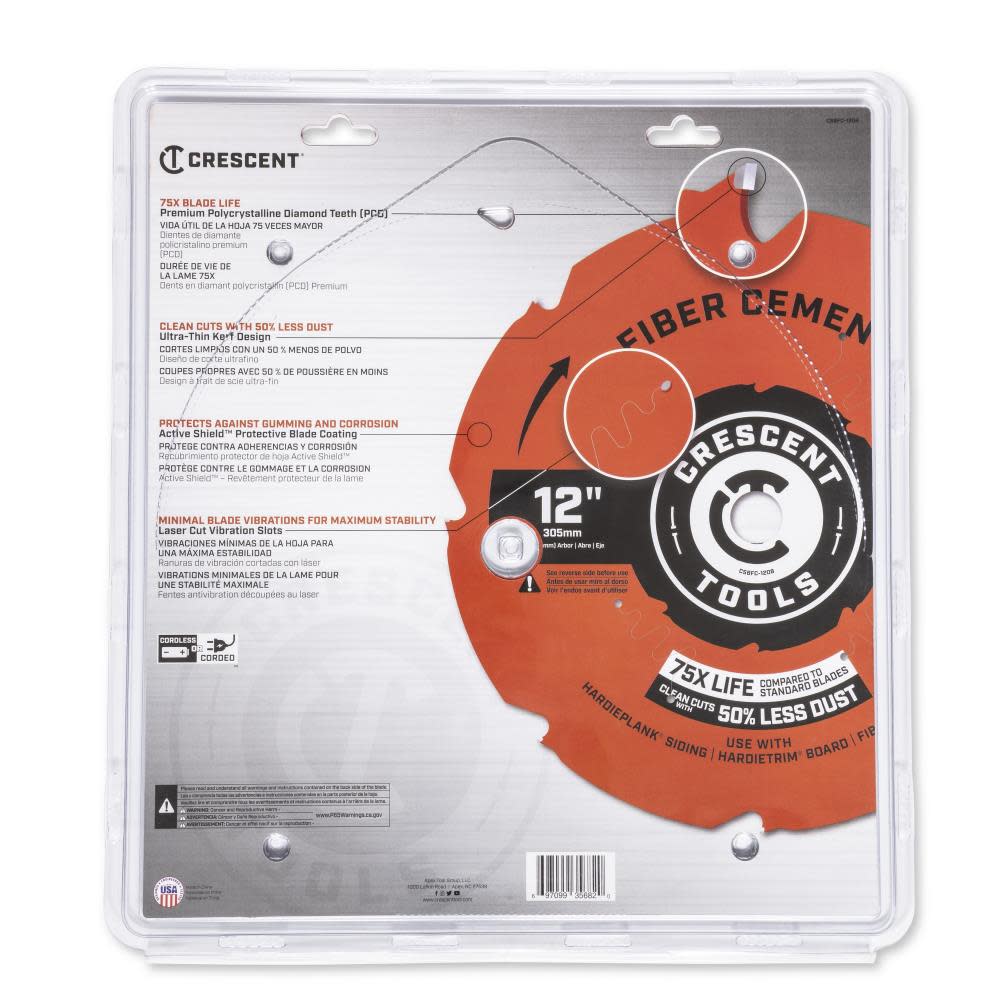 CRESCENT APEX Circular Saw Blade 12 x 8 Tooth Fiber Cement ;