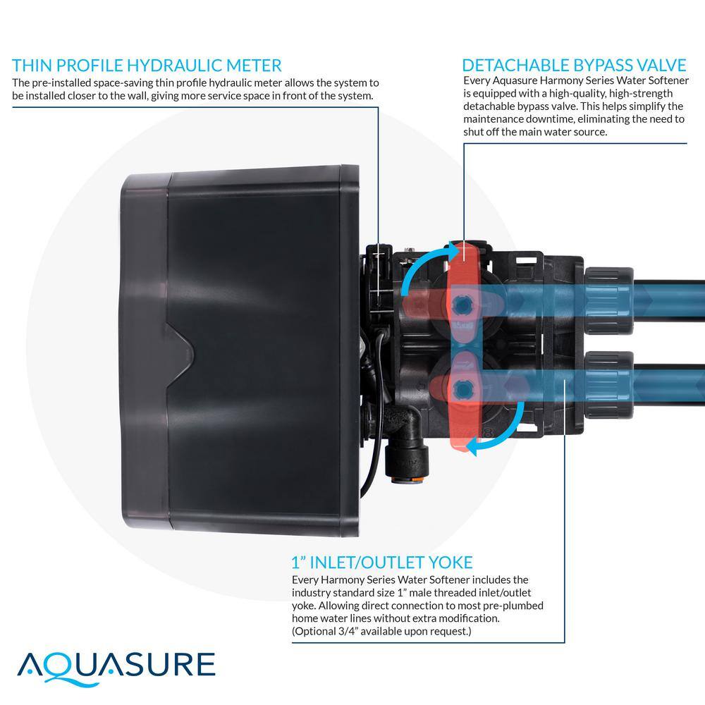 AQUASURE Harmony Series 64000 Grain Electronic Metered Water Softener with Sediment and Carbon Pre-Filter AS-HS64SCP