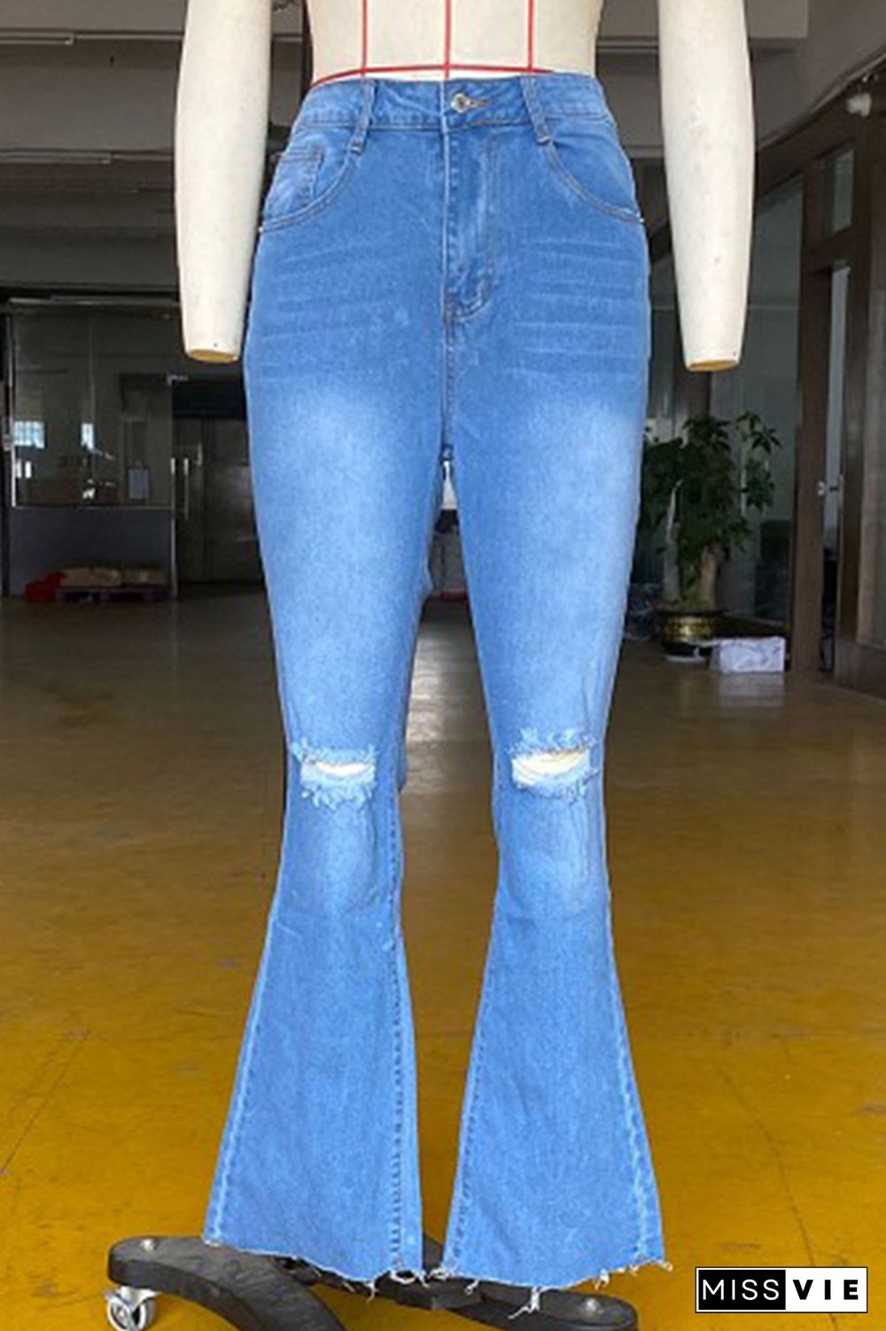 High Waist Ripped Flared Jeans Wholesale Boutique