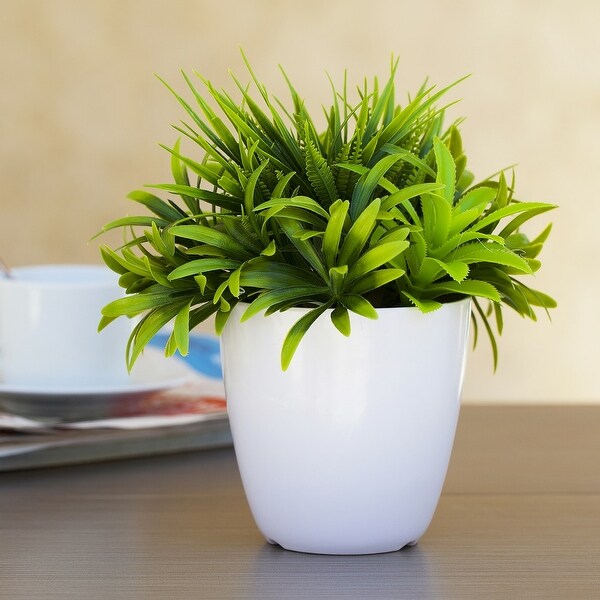 Enova Home Artificial Greenery Fake Plants in White Pot for Home Office Decoration