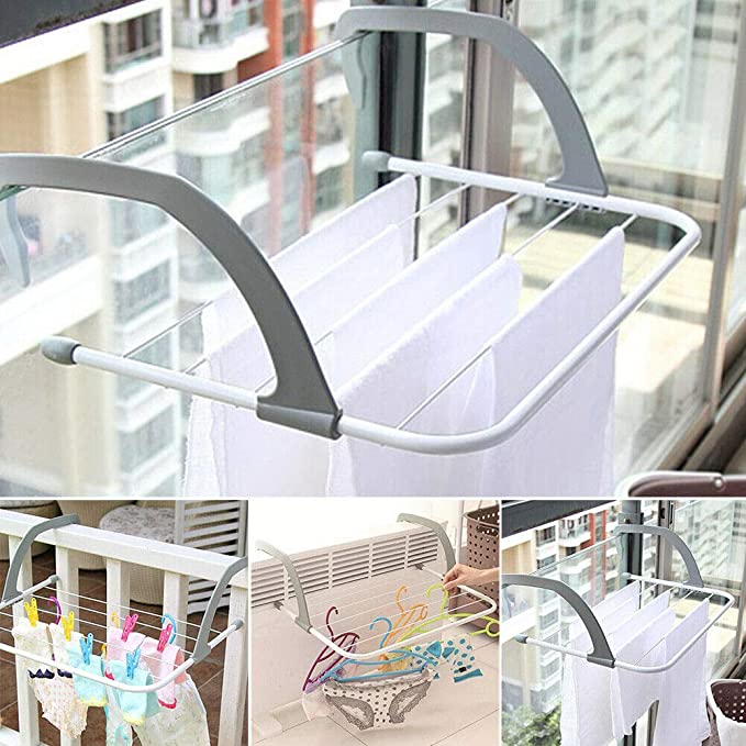 Mioliknya Folding Adjustable Drying Rack Outdoor Balcony Durable Multi-Function Clothes Towel Rack