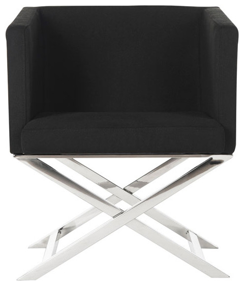 Dionne Chrome Coss Leg Chair Black/ Chrome   Contemporary   Armchairs And Accent Chairs   by Peachtree Fine Furniture  Houzz