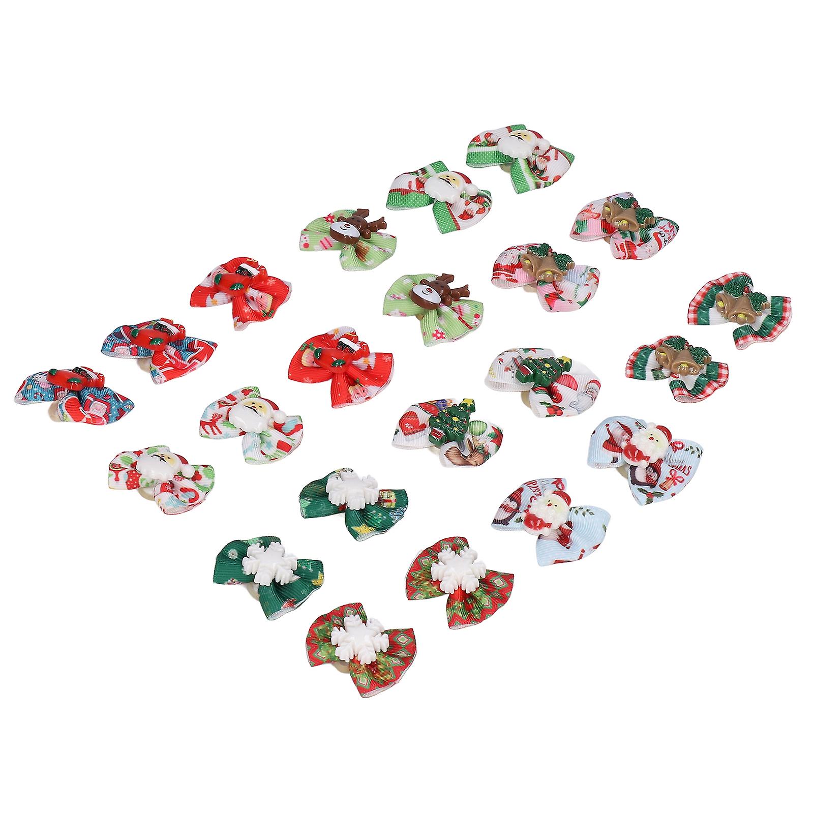 22 Pcs Christmas Dog Bow Cute Stylish Pet Hair Bows With Rubber Band For Pets Cats Dogs