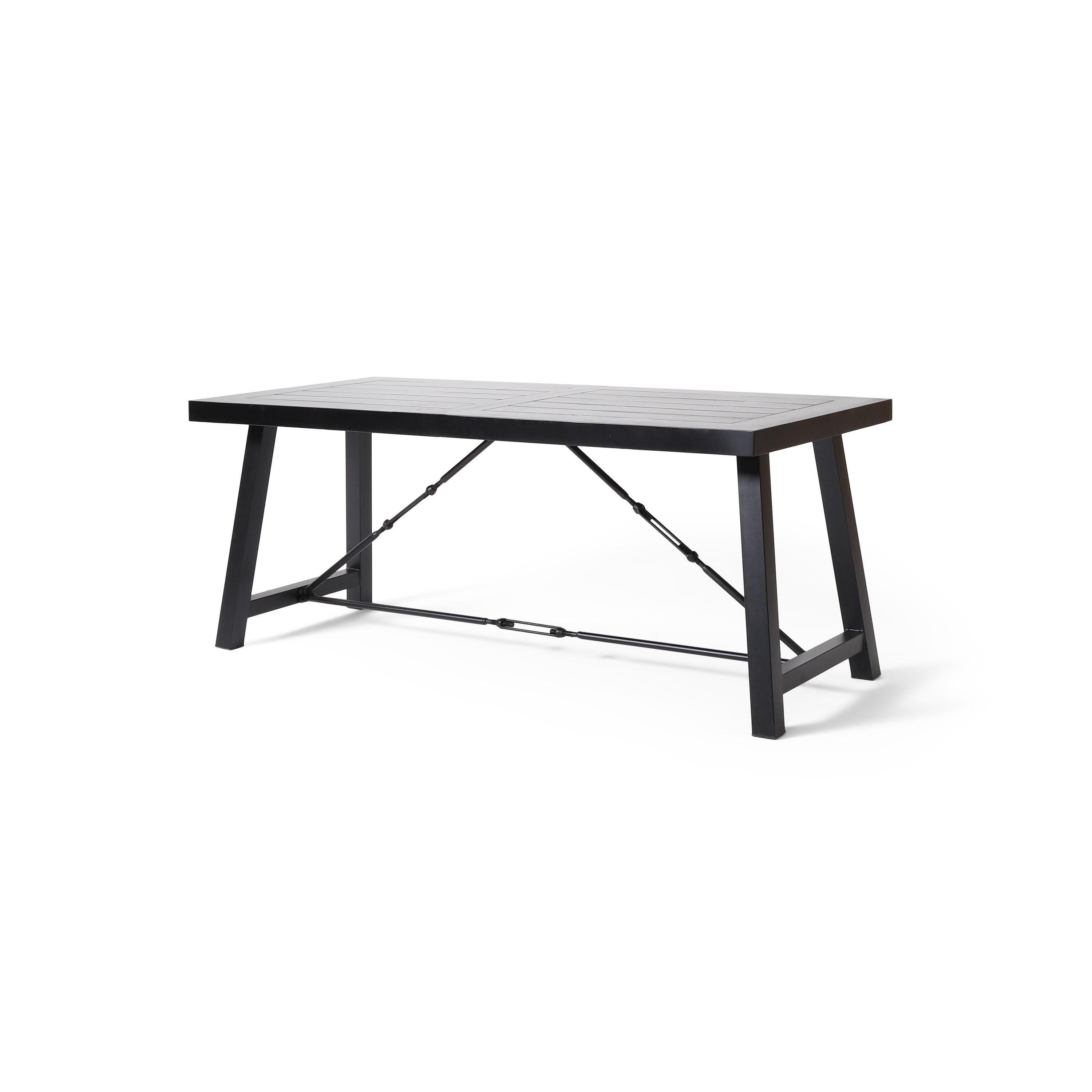 Hempstead Indoor Modern Industrial Acacia Wood Dining Table, Black