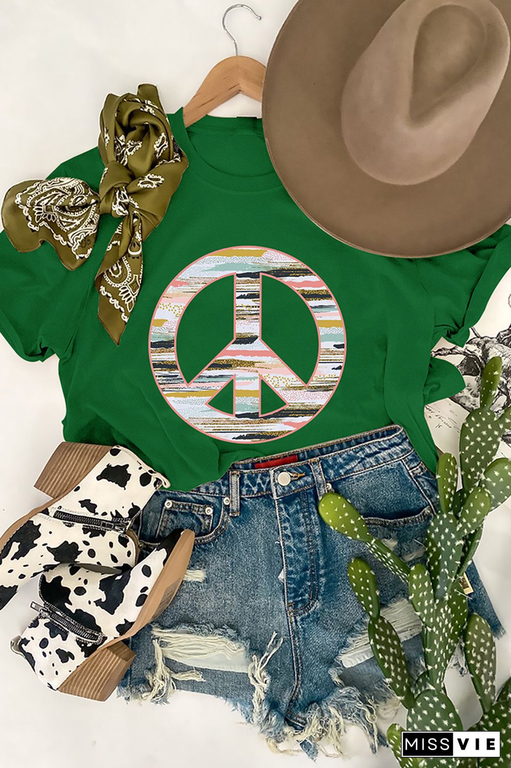 Boho Peace Sign Graphic Tee Wholesale