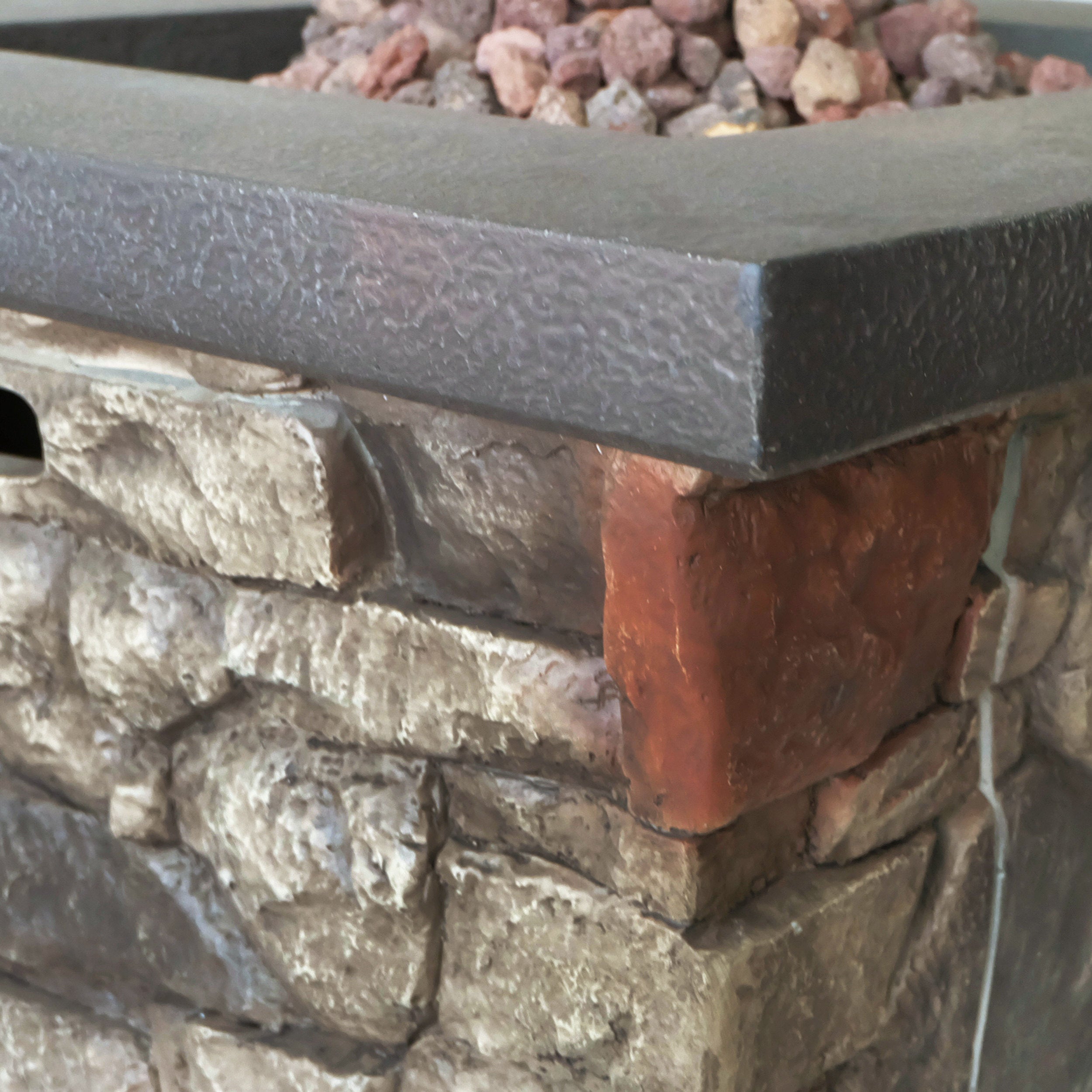 Alyna Outdoor Stone Finished Square Fire Pit - 40000 BTU