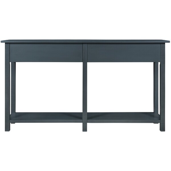 Brushed Texture Entryway Console Table with Drawer and Shelf， Espresso