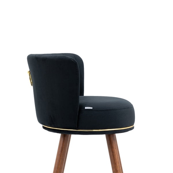 Set of 2 Counter Height Bar Stools with Solid Wood Legs， Fabric with a Fixed Height of 360 Degrees