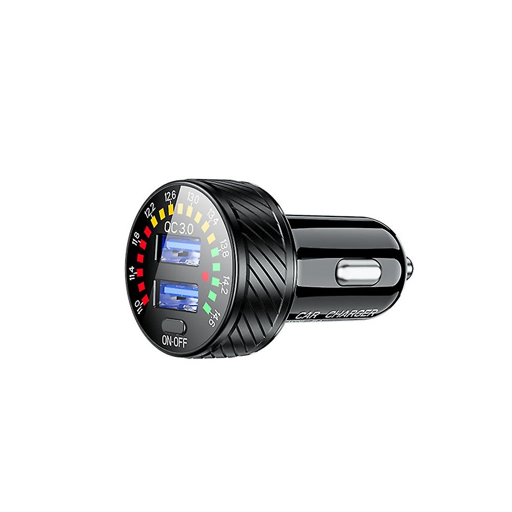 Qc3.0 Car Charger Dual Usb Port Auto Quick Charge Adapter With Colorful Voltmeter On/off Switch For Phone 13/12/11 Pro/max/8 Galaxy S21/20/10/9 Red