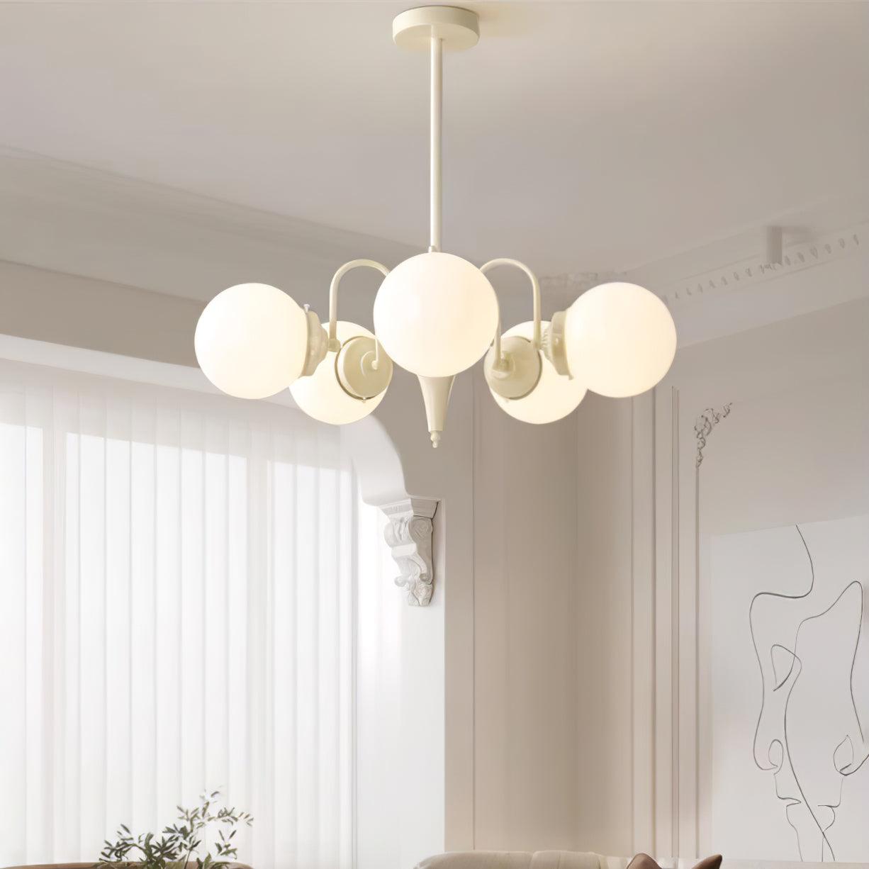 Cream Glass Ball Chandelier