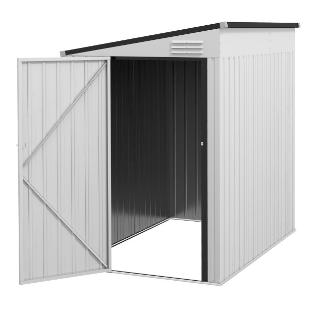 Outsunny 4 x27 X 6 x27 Steel Garden Storage Shed Lean To Shed Outdoor Metal Tool House With Lockable Door amp Air Vents For Backyard Patio Lawn White