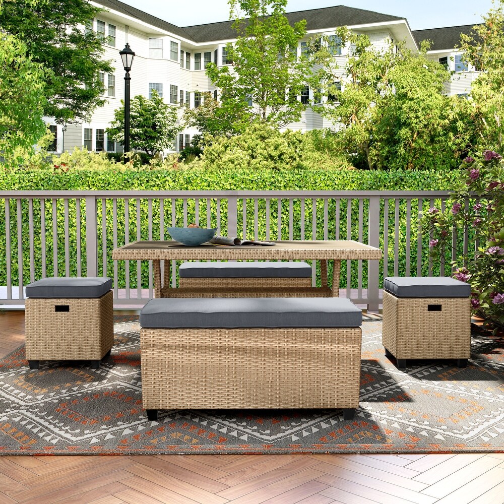 Decker Modern Wicker 5 Piece Outdoor Open Dining Set by M L Co.