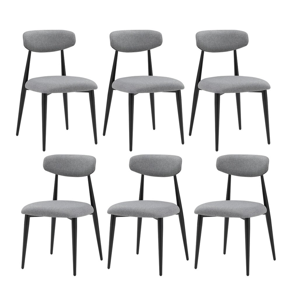 Set of 6 Dining Chairs with Upholstered and Metal Frame