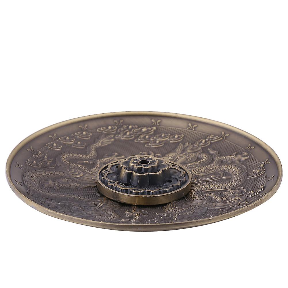 Zinc Alloy Incense Stick Burner Holder Dragon Pattern Censer Plate For Bedroom Temple(bronze)