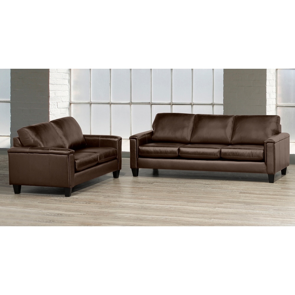 Auckland Top Grain Leather Sofa and Loveseat Set