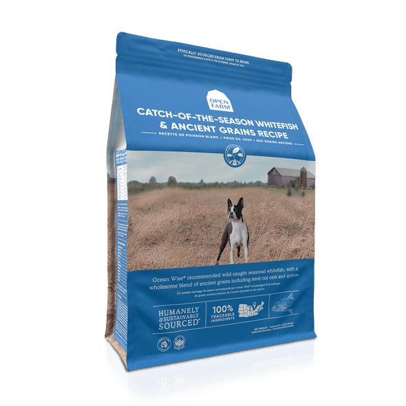 OPEN FARM CATCH OF THE SEASON WHITEFISH and ANCIENT GRAINS DRY DOG FOOD;