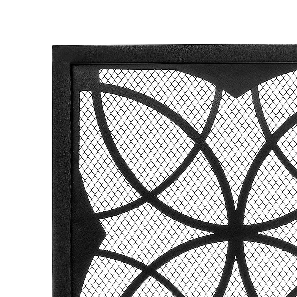 Modern Single Panel Black Unique Pattern Iron Fireplace Screen    41.73'' x 12.20'' x 29.33''