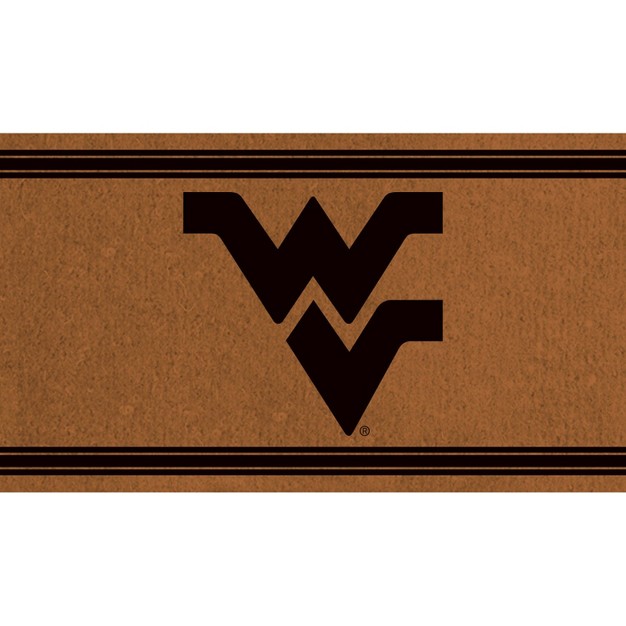 Evergreen West Virginia University Logo Turf Mat Brown 28 X 16 Inches Indoor Outdoor Doormat