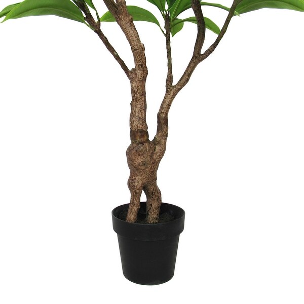 4ft Cream Artificial Plumeria Flower Tree Tropical Plant in Black Pot