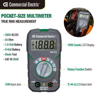 Commercial Electric Pocket Size True RMS Digital Multi-Meter DMM-8132