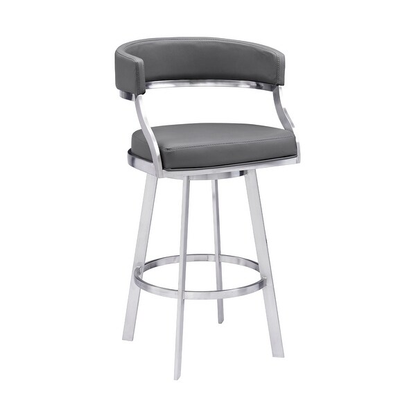 Dione Counter/Bar Height Swivel Faux Leather and Brushed Stainless Steel Bar Stool - N/A