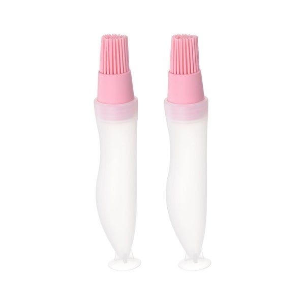 2pcs Silicone Oil Bottle Brush with Cap for Grill Barbecue Cooking Baking， Pink