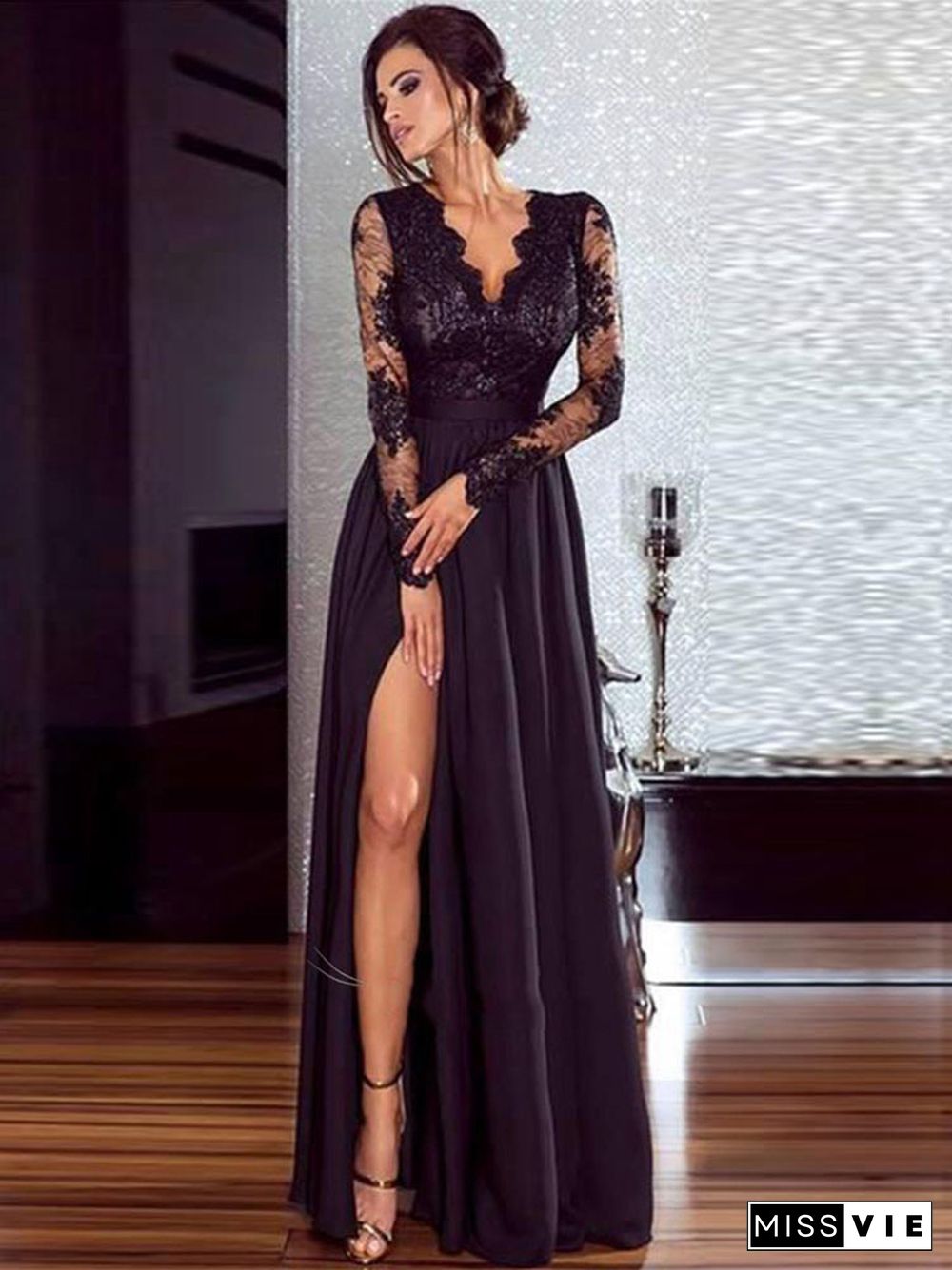 Sexy Lace Evening Dress Black Dress