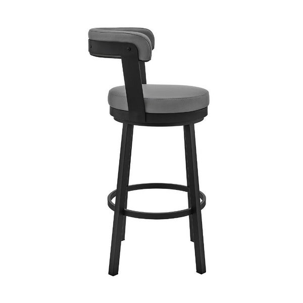 Swivel Counter Barstool with Curved Open Back and Metal Legs