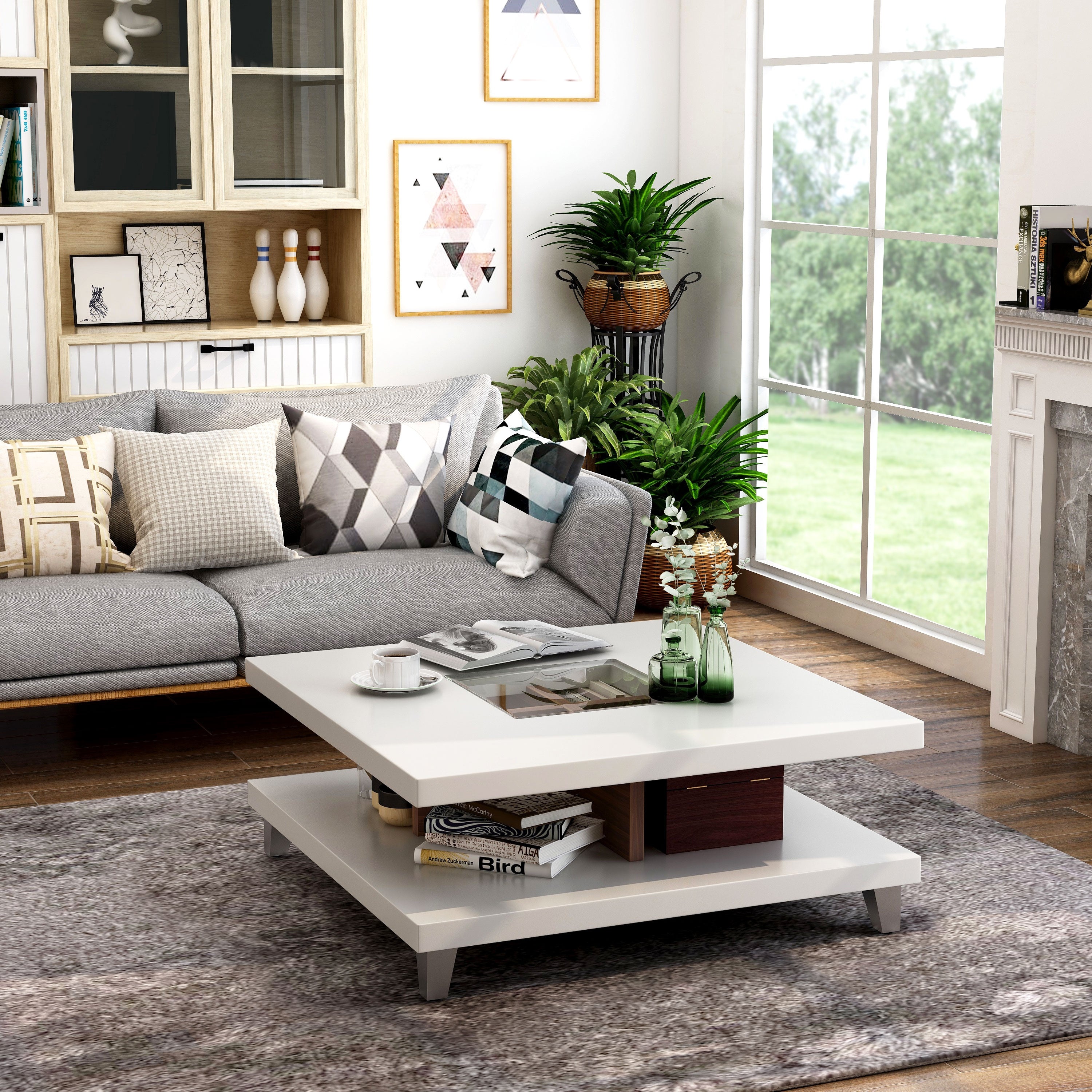 Furniture of America Sele Modern White Low-Profile Coffee Table