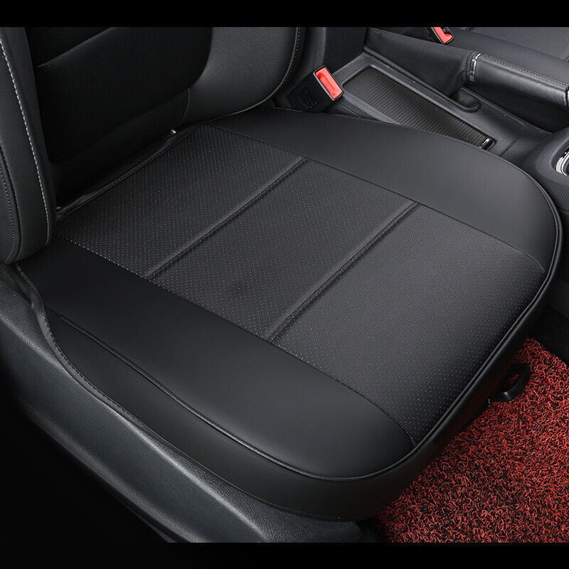 3D Car Seat Cover Pad Mat Universal Ultra-Luxury PU Leather Front Seat Protector Full Surround for Auto Chair Cushion， Black