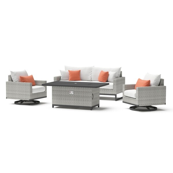 Milo Grey 4 Piece Sunbrella Outdoor Patio Motion Fire Set