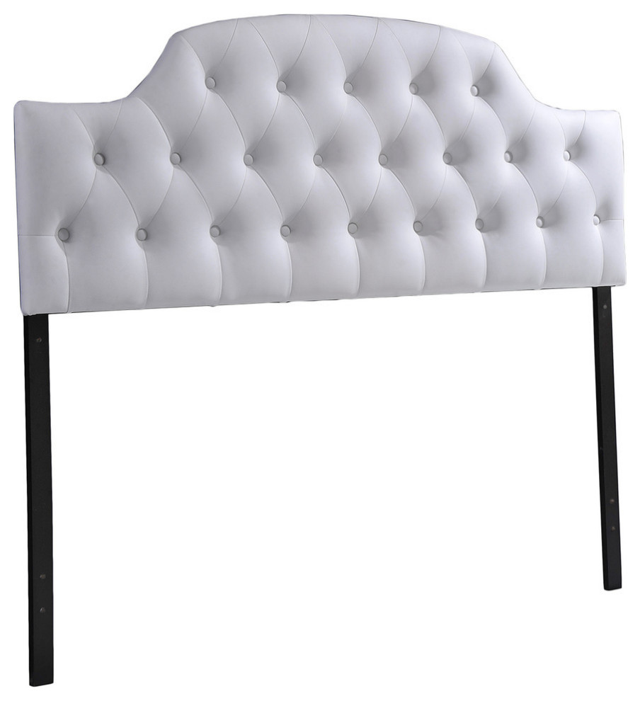 Morris Button Tufted Scalloped Headboard   Transitional   Headboards   by Baxton Studio  Houzz