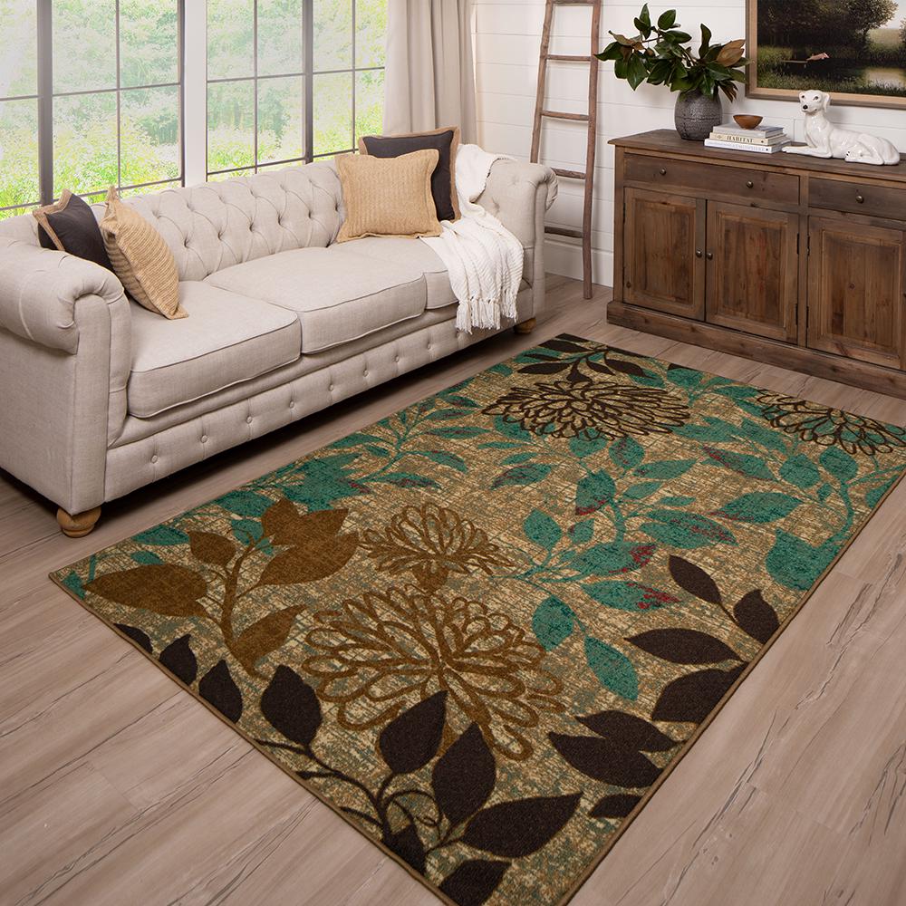 Mohawk 5and#8242; x 8and#8242; Beige Floral Botanical Outdoor Rug