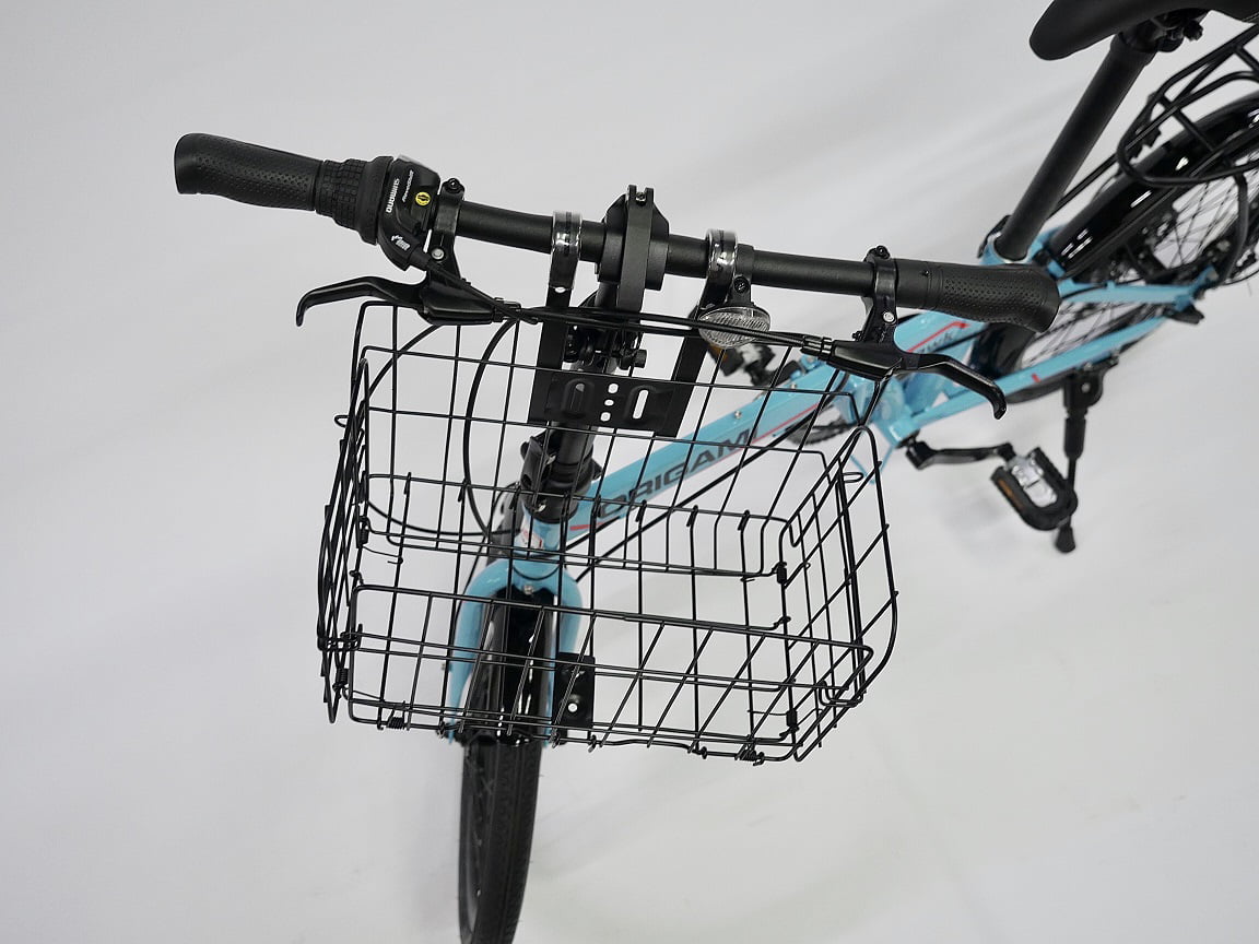 Bicycle handlebar folding wire basket