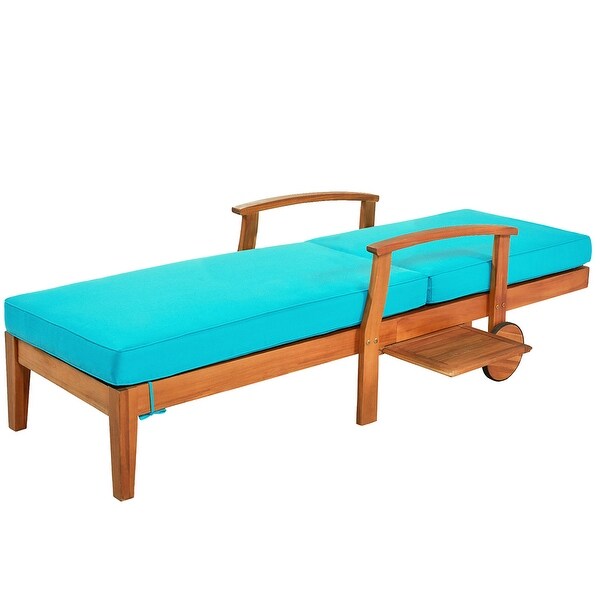 2pcs Outdoor Chaise Lounge with Cushion Wheels and Sliding Cup Table - Overstock - 35790595