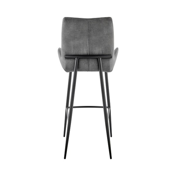 Panama Counter or Bar Height Stool in Charcoal Fabric and Black Finish