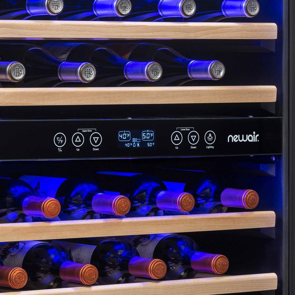 NewAir Dual Zone 24 in. 46-Bottle Built-In Wine Cooler Fridge with Recessed Kickplate and Quiet Operation in Stainless Steel NWC046SS01