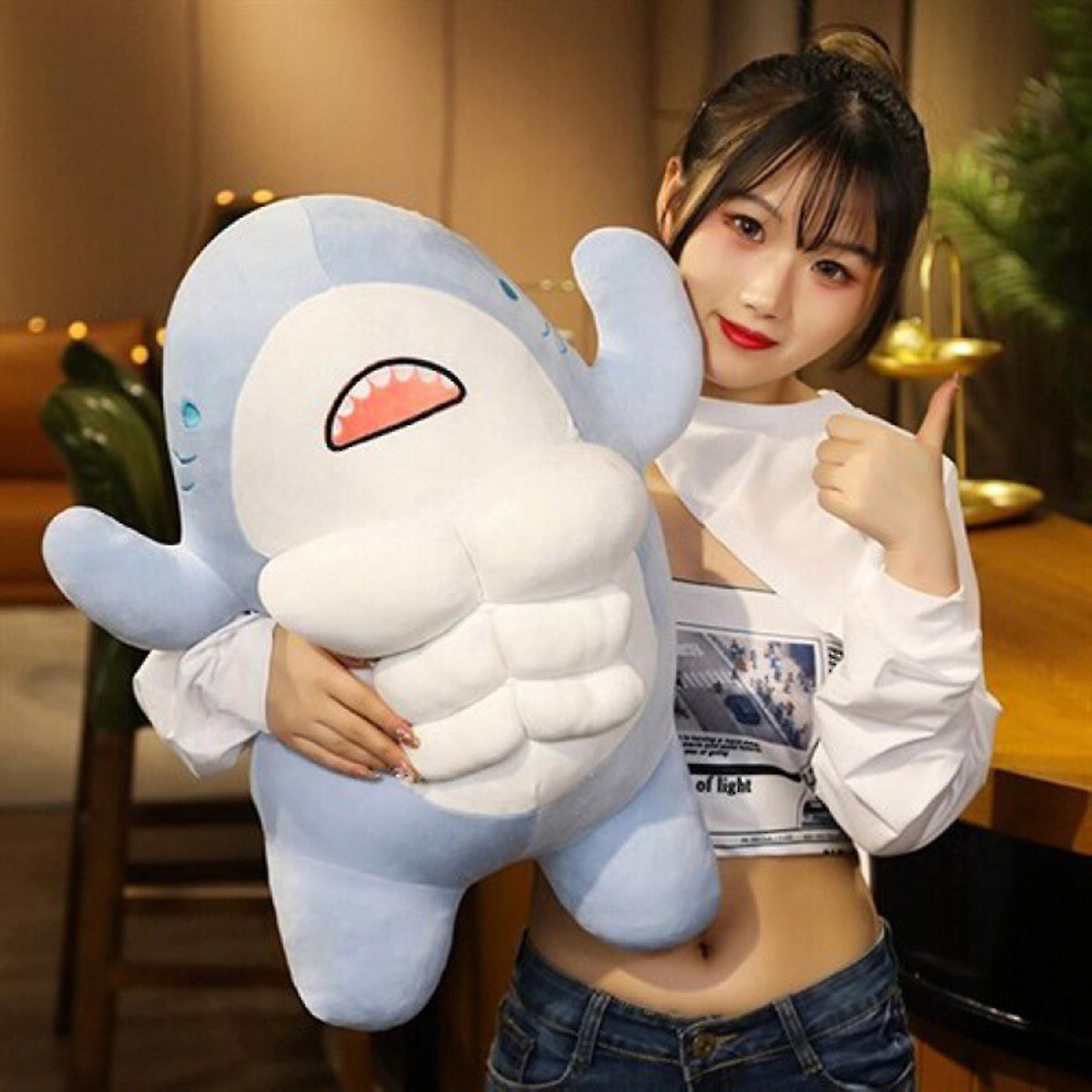 45cm Shark Plush Toy Fluffy Lovely Animal Doll Accompany And Comfort Sleeping Pillow Muscle Shark Doll Stuffed Animal Toy Birthday Gift