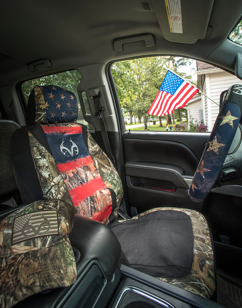 Realtree Universal Low Back Edge Camo Americana Seat Cover for Trucks， Cars and SUVs | Single