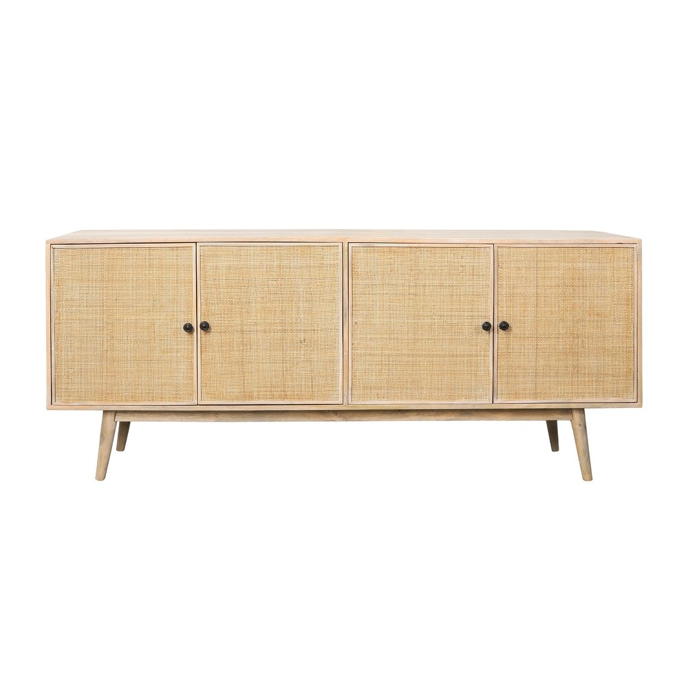 Wood  72X31 4Door Rattan Sideboard  Natural   Rectangular  31\