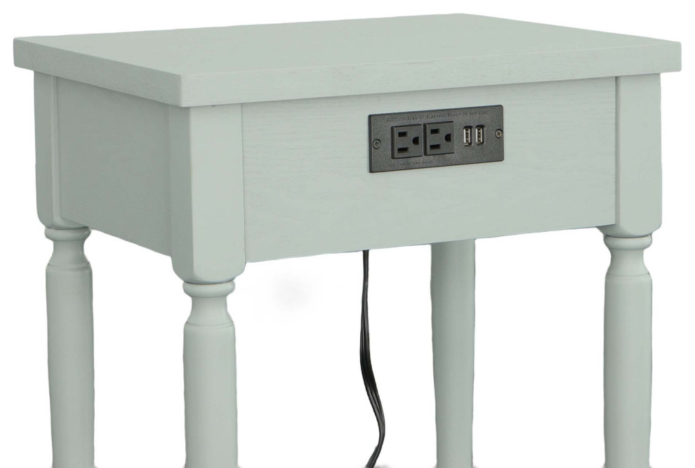 Theo Side Table With Electrical Outlet and USB Ports  Slate Gray   Transitional   Side Tables And End Tables   by Progressive Furniture  Houzz