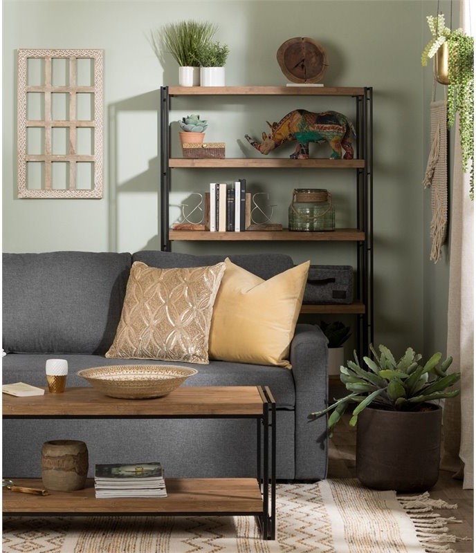 South Shore Gimetri 4 Shelf Bookcase in Rustic Bamboo   Industrial   Bookcases   by Homesquare  Houzz