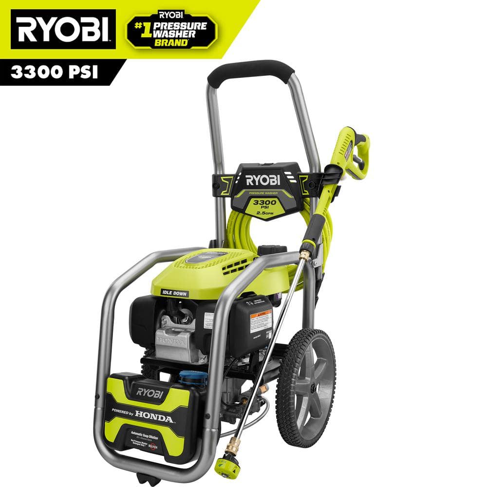 RYOBI 3300 PSI 2.5 GPM Cold Water Gas Pressure Washer with Honda GCV200 Engine RY803325