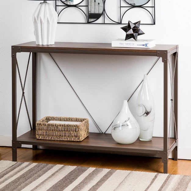 Modern Industry Metal wooden Console Table Glitzhome