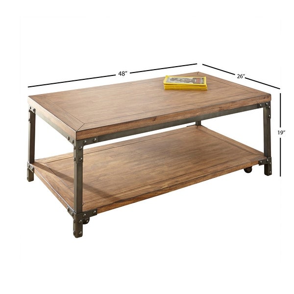 Leyburn Industrial Wood and Metal Coffee Table with Casters by Greyson Living