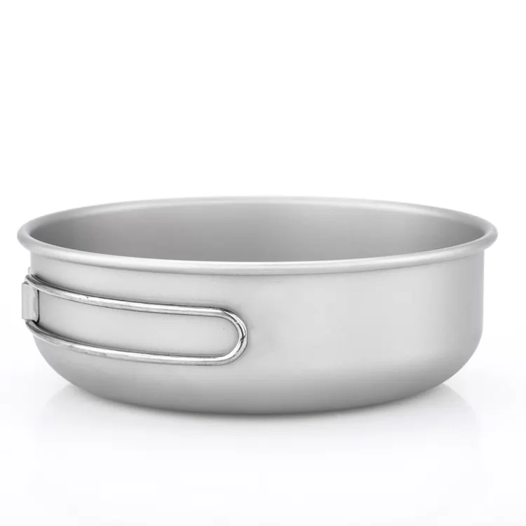 Outdoor Ultralight Metal Dinnerware Titanium Pot 600ml Soup Bowl Cooking Pots for Camping   Hiking